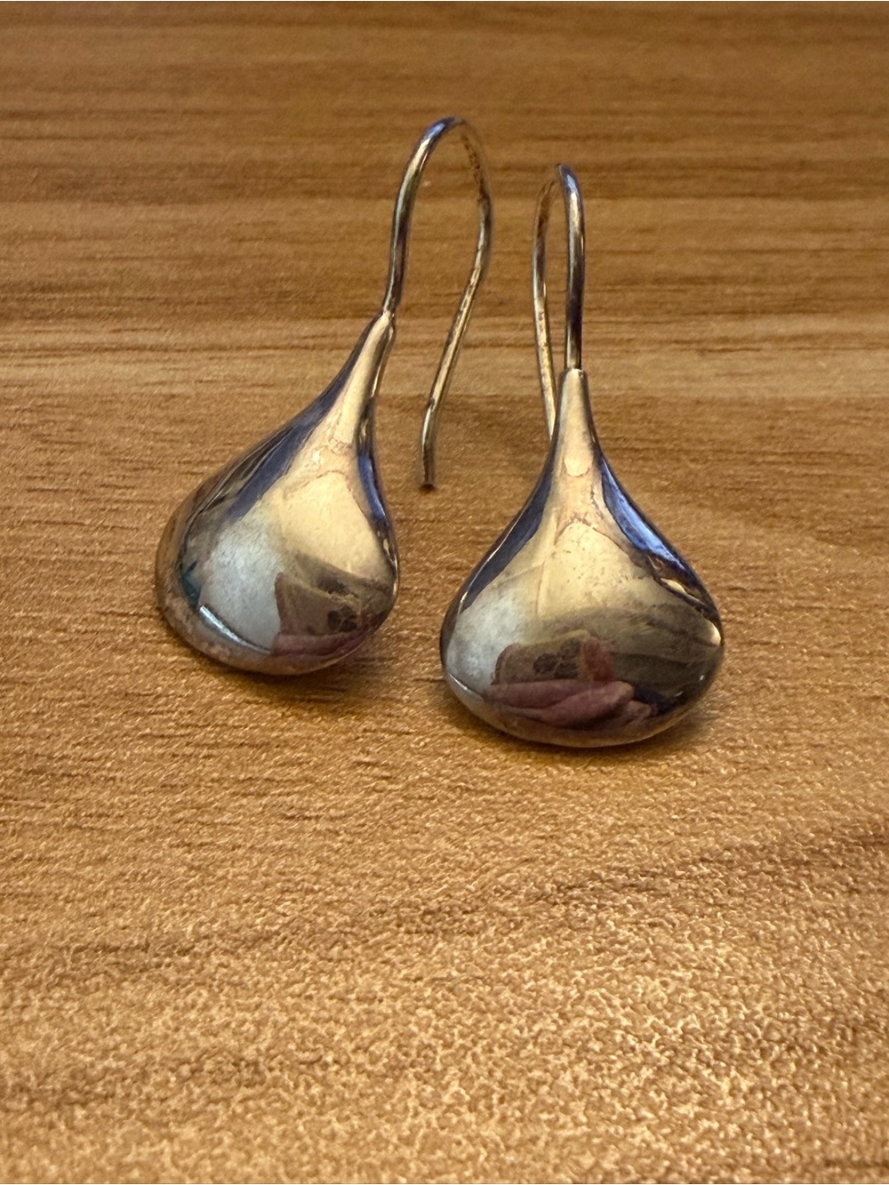 Dainty Teardrop Sterling-Look Hook Earrings - Silver